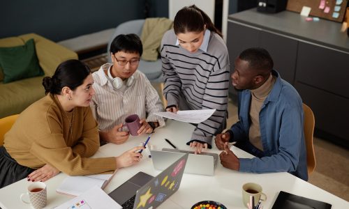 Group of people collaborating at meeting